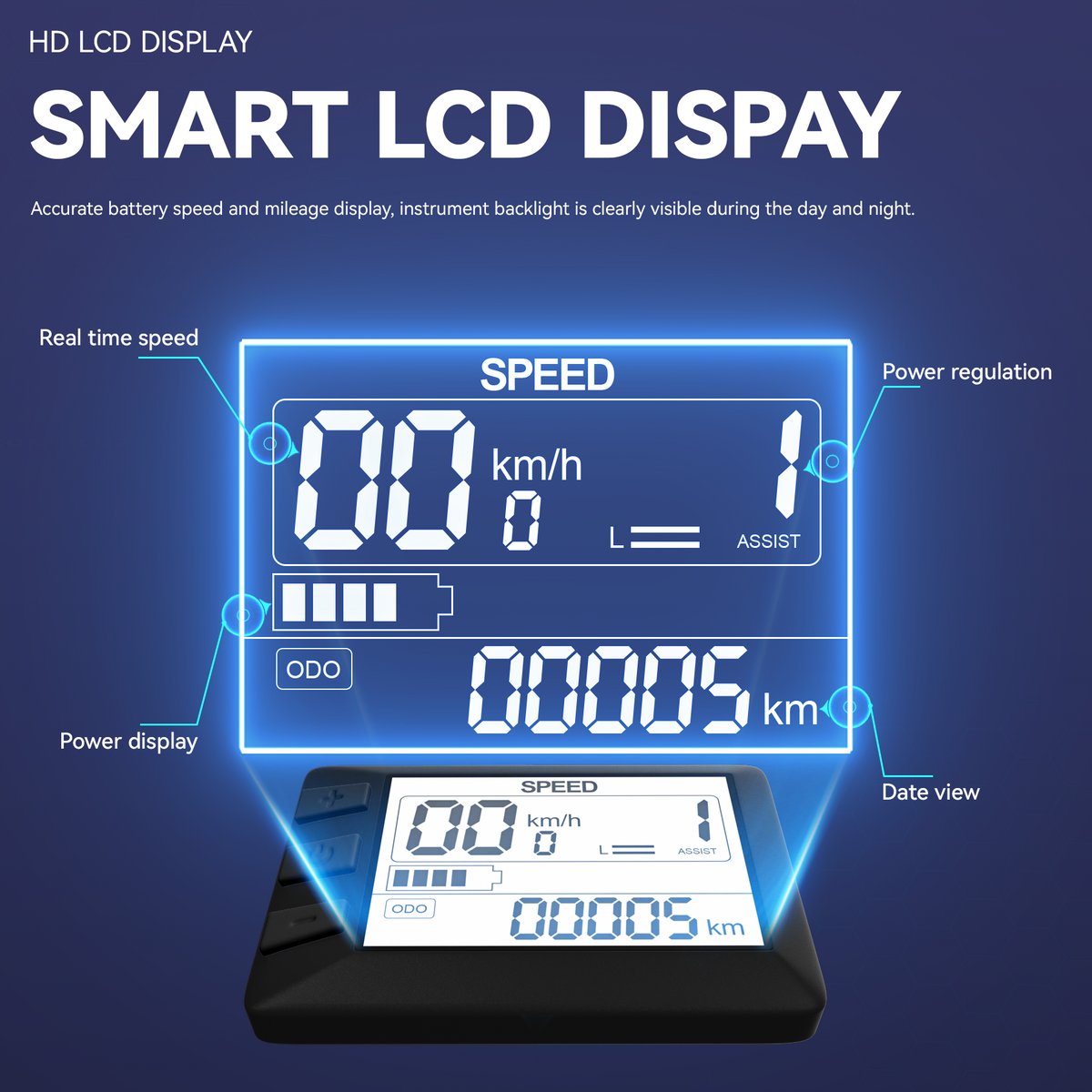 The Jansno X50 is equipped with an instrument panel that can display the speed, battery level and historical mileage