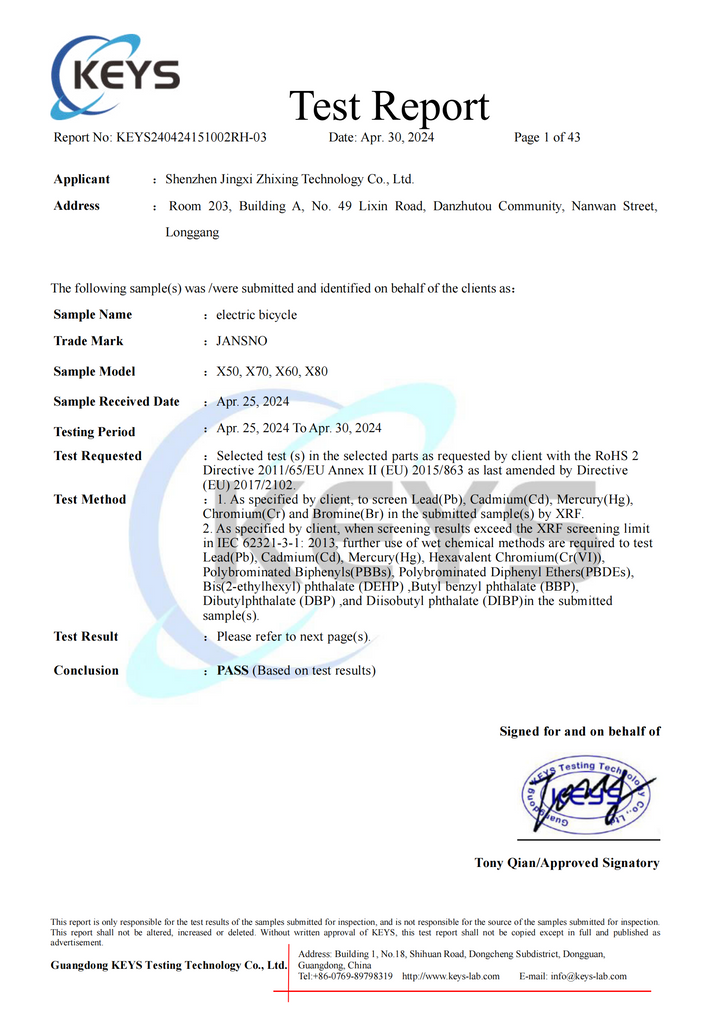 Jansno ebike Test report