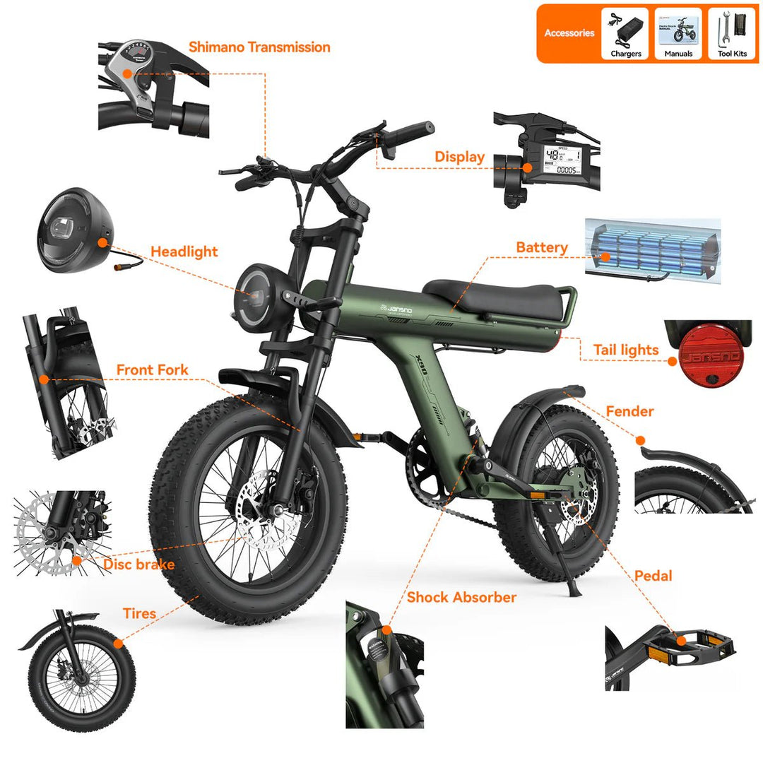 JANSNO X90 Off-Road Fat Tire E-Bike - Jansno Ebike UKE-bike