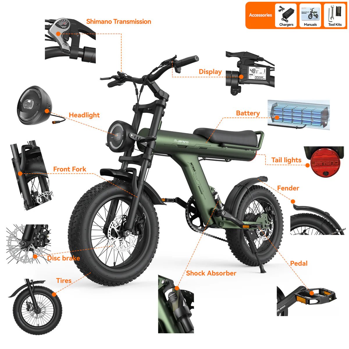 JANSNO X90 Off-Road Fat Tire E-Bike - Jansno Ebike UKE-bike